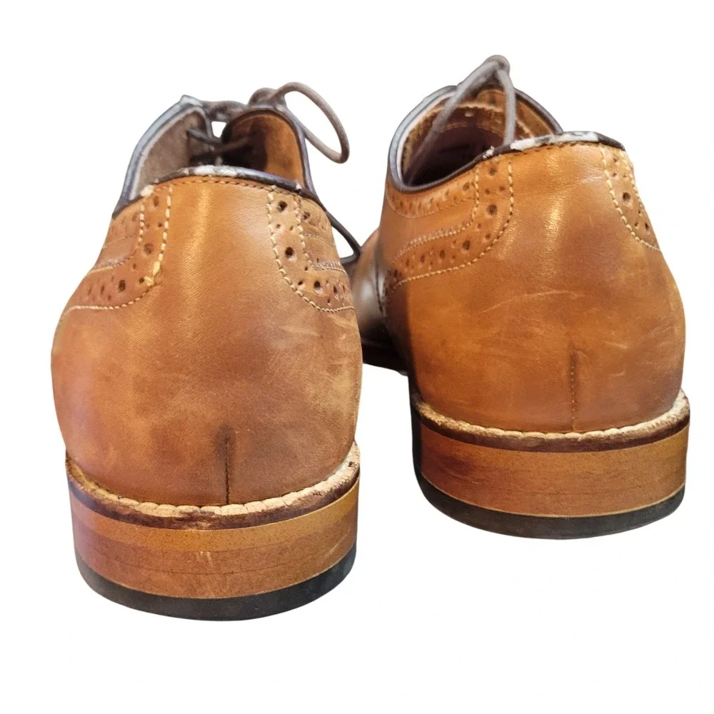 Aston Grey Collection Kobe Wingtip Cap Toe Oxford Cognac Leather Shoes SKUM090